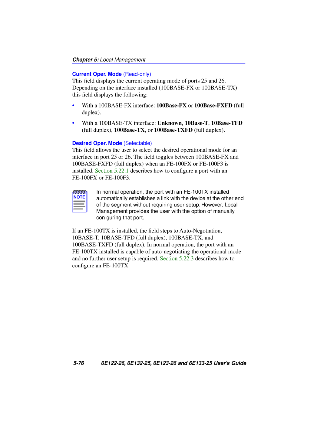 Cabletron Systems manual 76 6E122-26, 6E132-25, 6E123-26 and 6E133-25 User’s Guide 