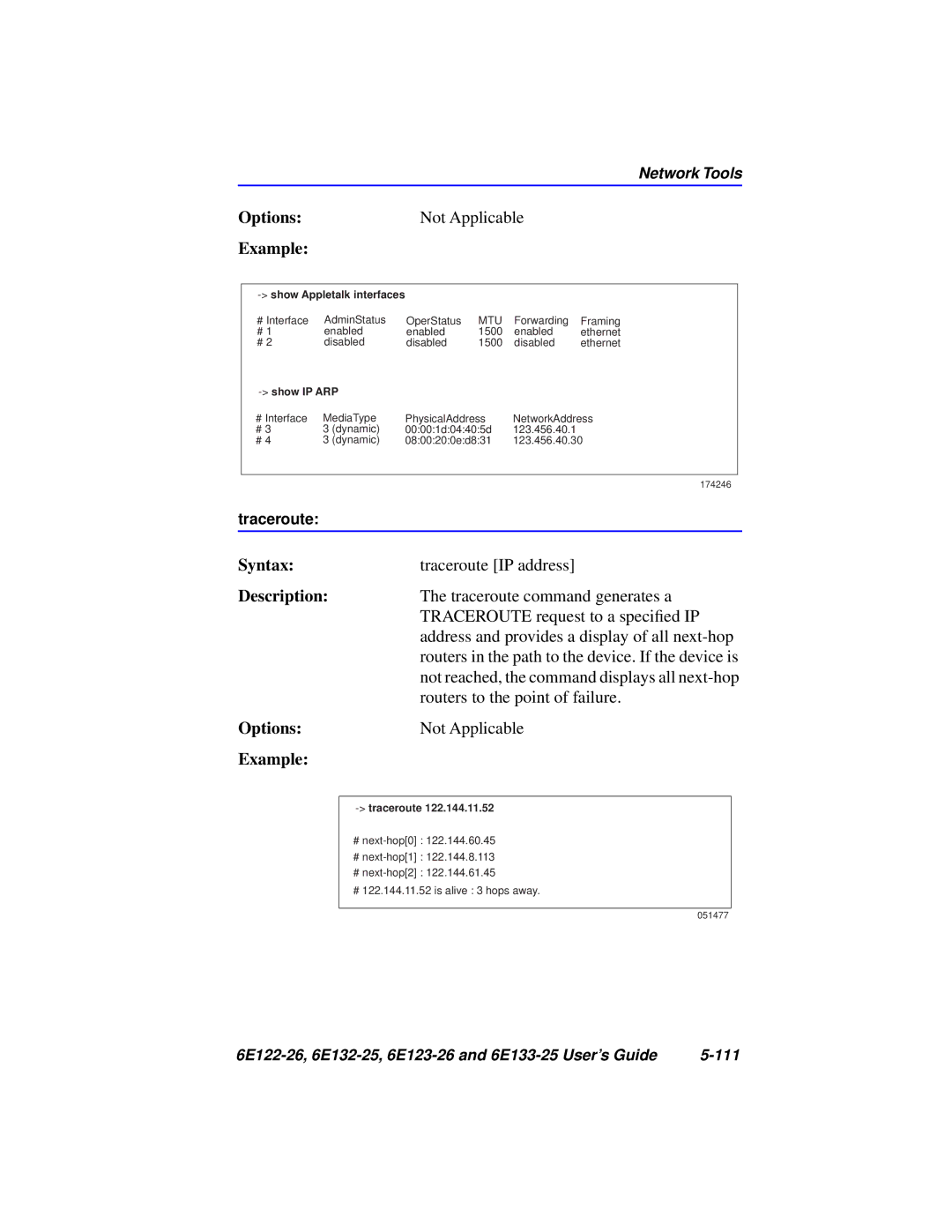 Cabletron Systems 6E132-25, 6E133-25, 6E123-26, 6E122-26 manual Traceroute IP address 