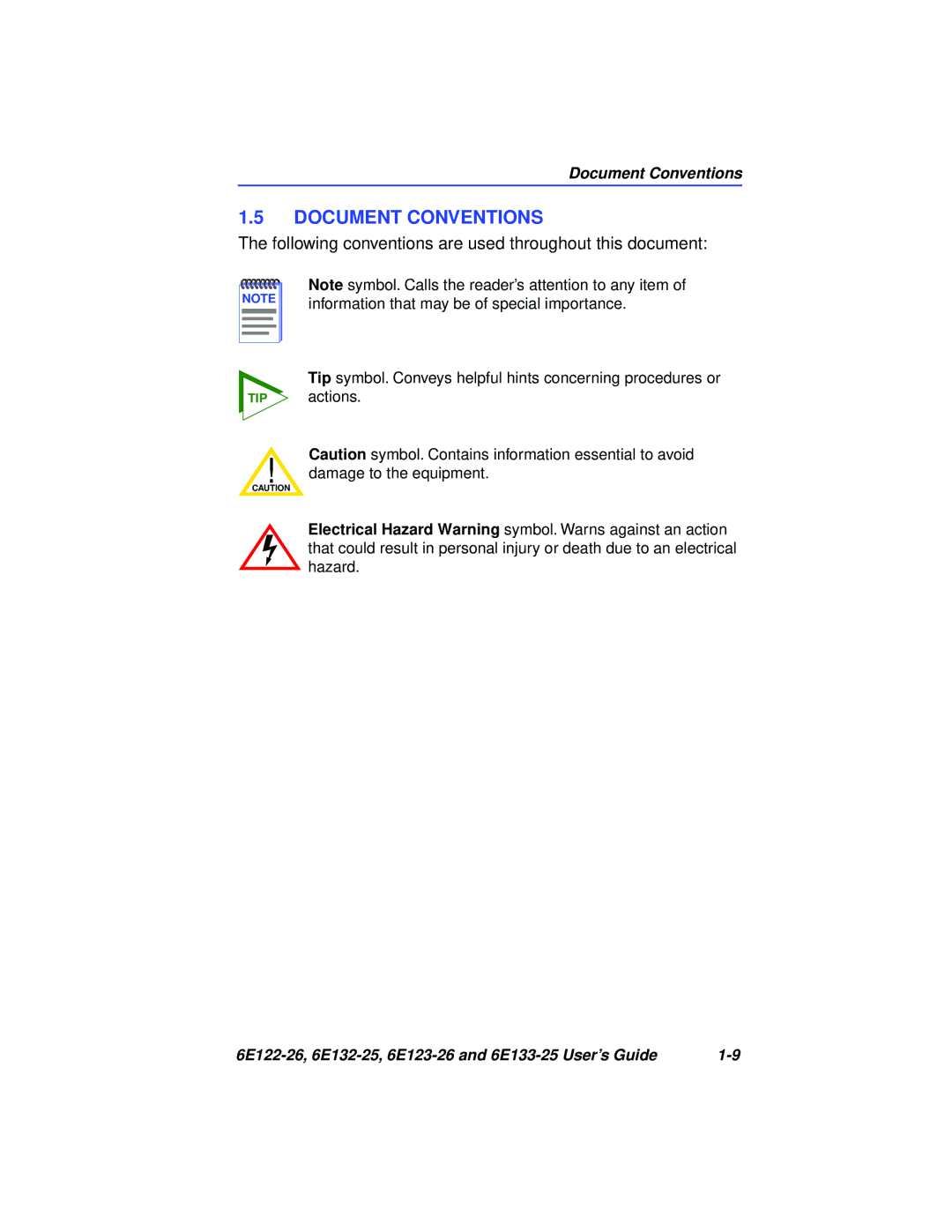 Cabletron Systems 6E123-26, 6E133-25 manual Document Conventions, Following conventions are used throughout this document 