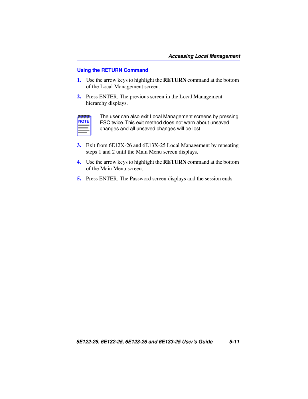 Cabletron Systems 6E132-25, 6E133-25, 6E123-26, 6E122-26 manual Using the Return Command 