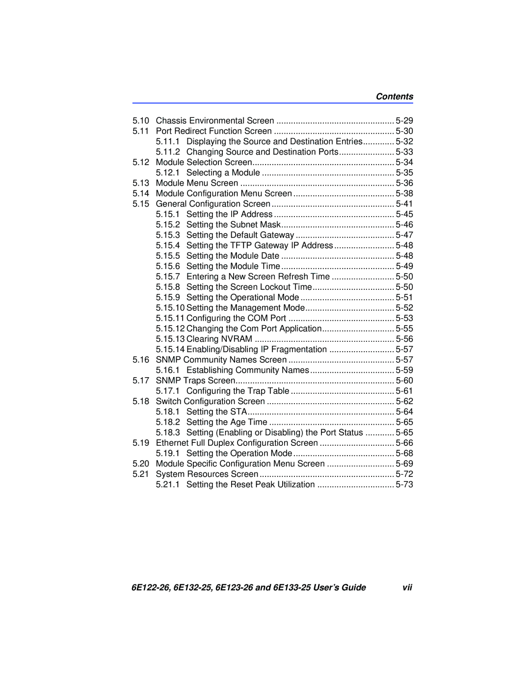 Cabletron Systems manual 6E122-26, 6E132-25, 6E123-26 and 6E133-25 User’s Guide Vii 