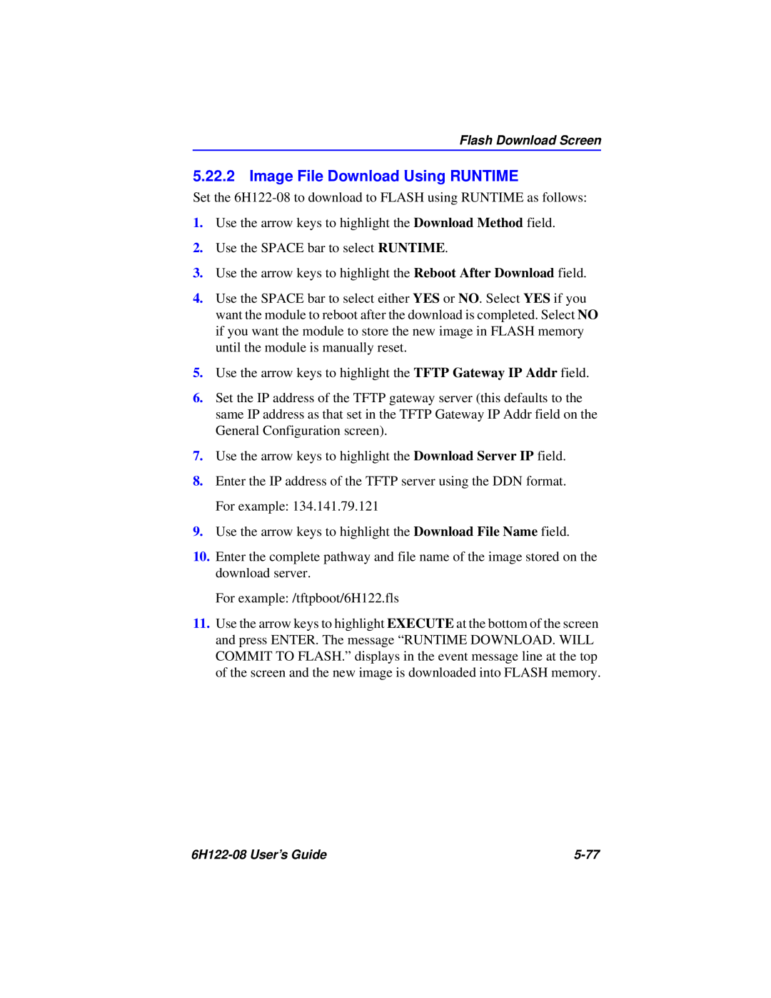 Cabletron Systems 6H122-08 manual Image File Download Using RUNTIME 
