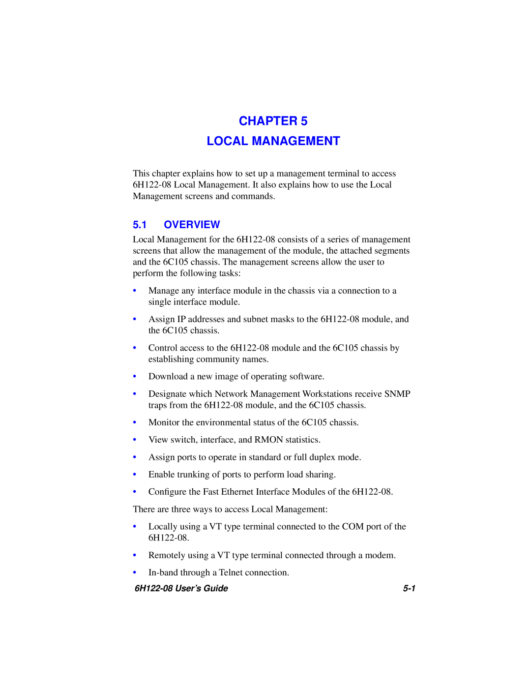 Cabletron Systems 6H122-08 manual Chapter Local Management, Overview 