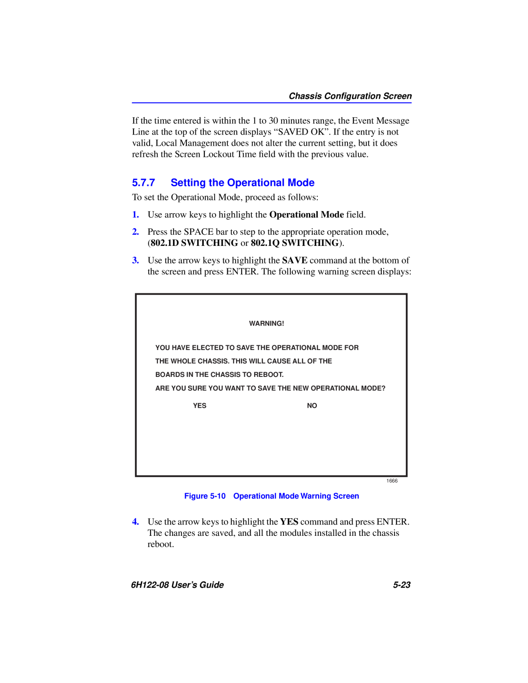 Cabletron Systems 6H122-08 manual Setting the Operational Mode 
