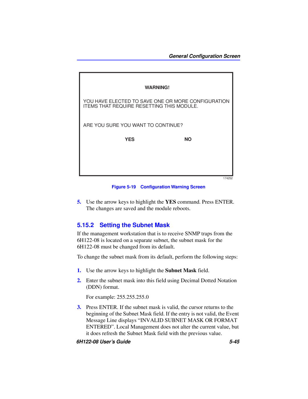 Cabletron Systems 6H122-08 manual Setting the Subnet Mask 