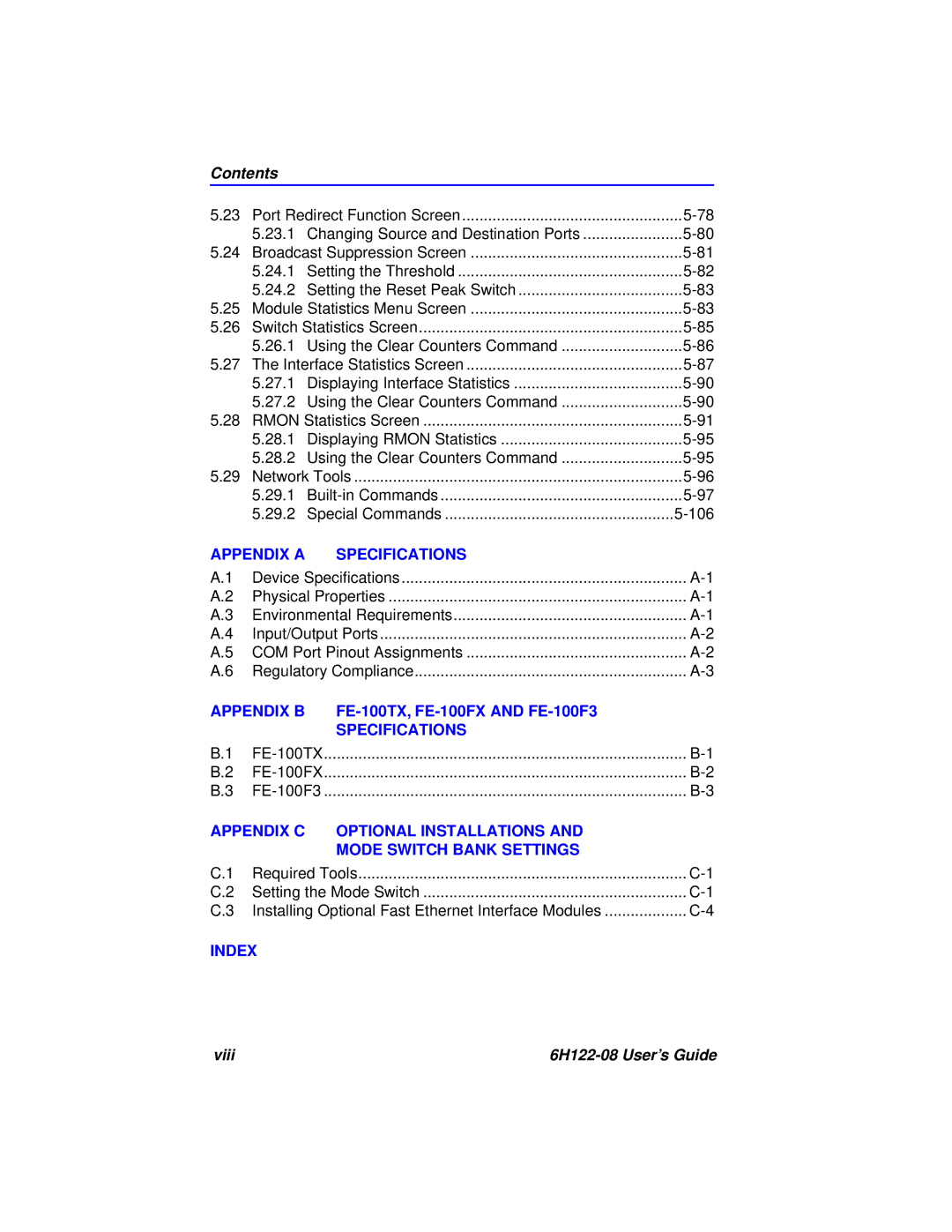 Cabletron Systems manual Viii 6H122-08 User’s Guide 