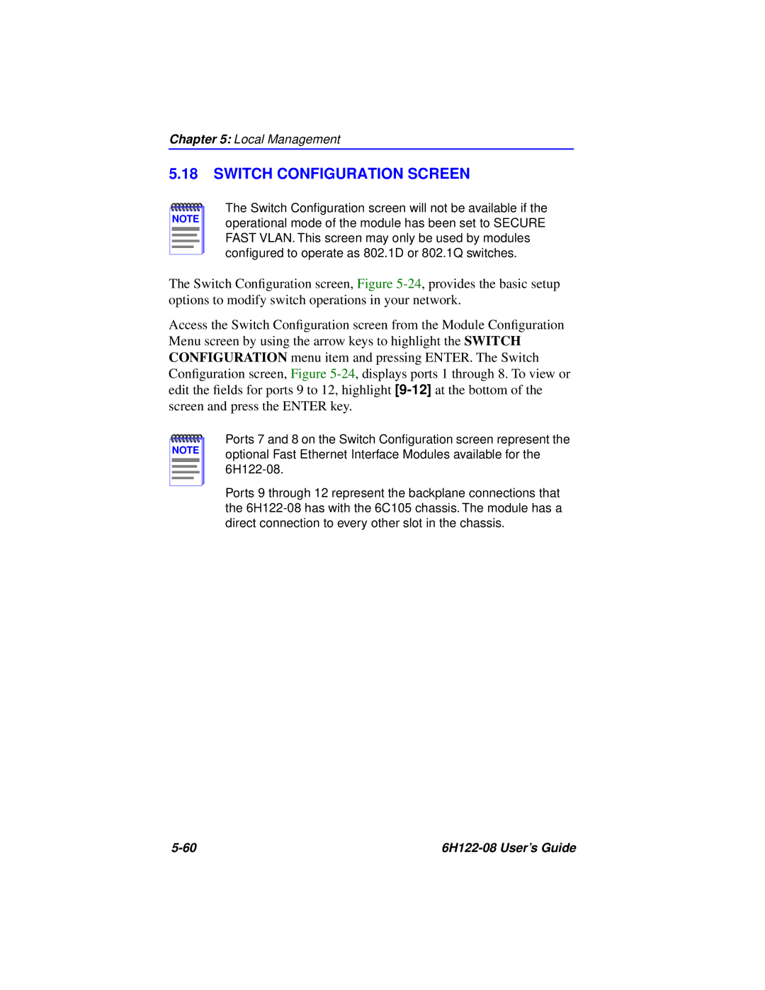 Cabletron Systems 6H122-08 manual Switch Configuration Screen 