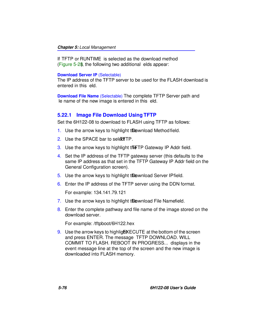 Cabletron Systems 6H122-08 manual Image File Download Using Tftp 