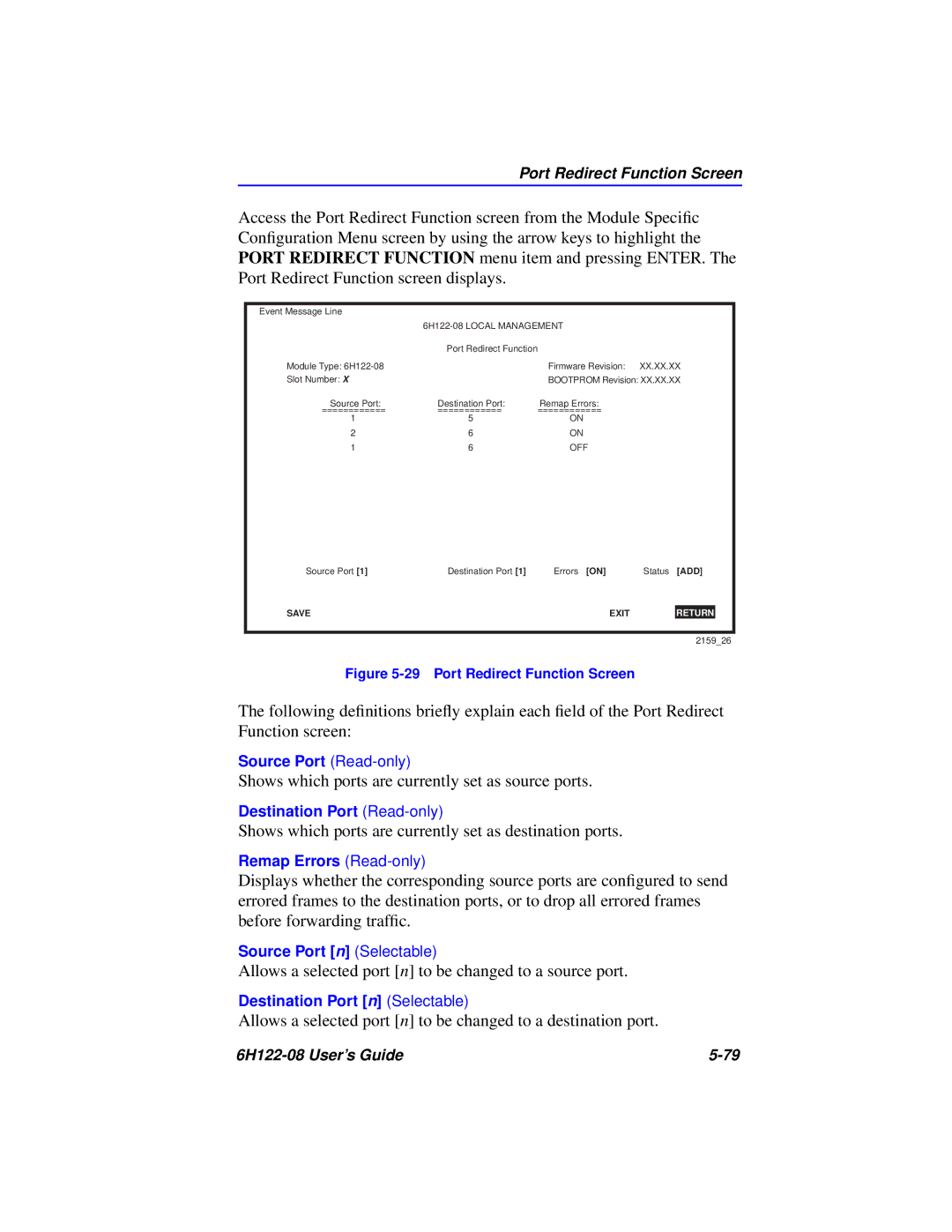 Cabletron Systems 6H122-08 manual Shows which ports are currently set as source ports 