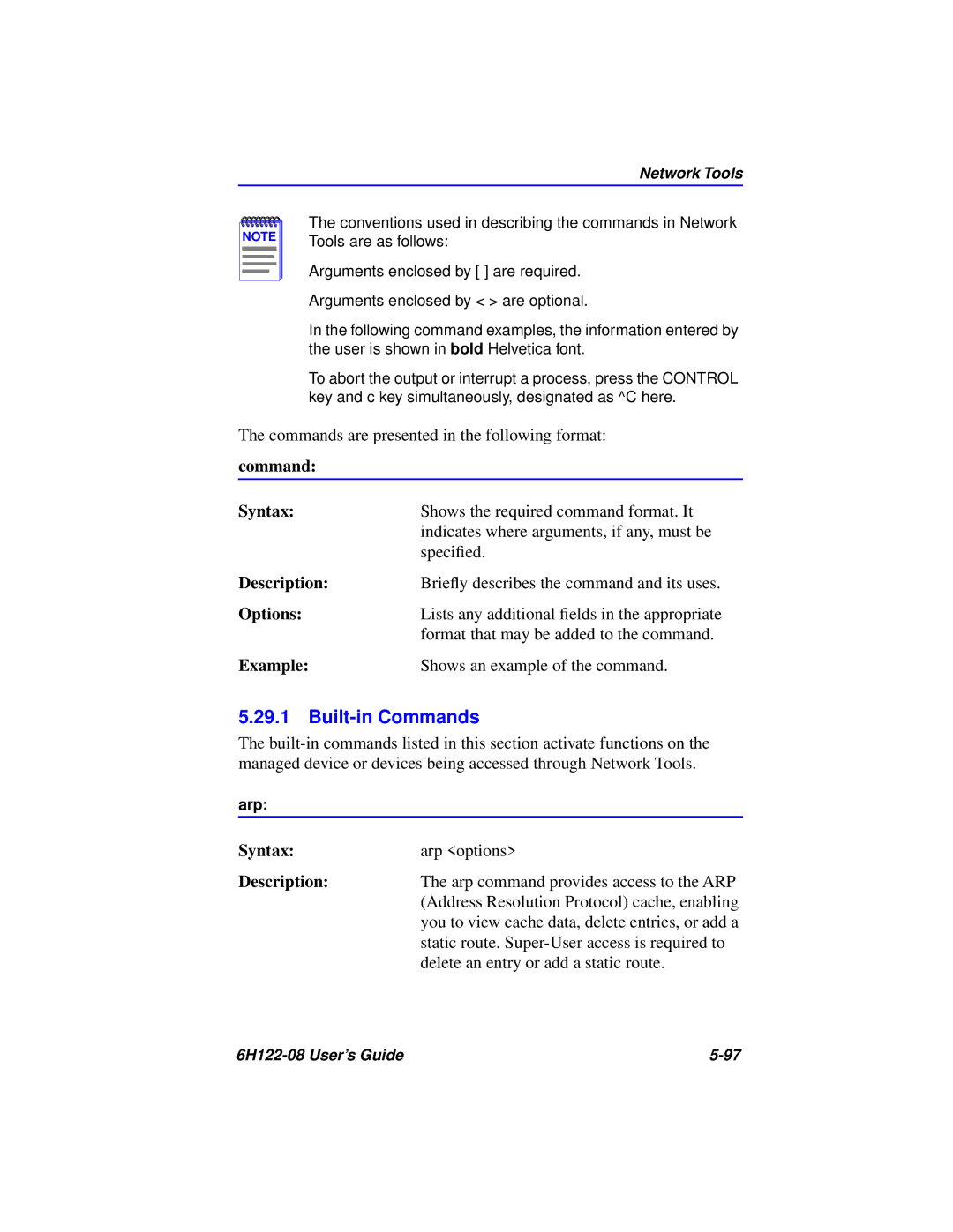 Cabletron Systems 6H122-08 manual Built-in Commands, Network Tools 