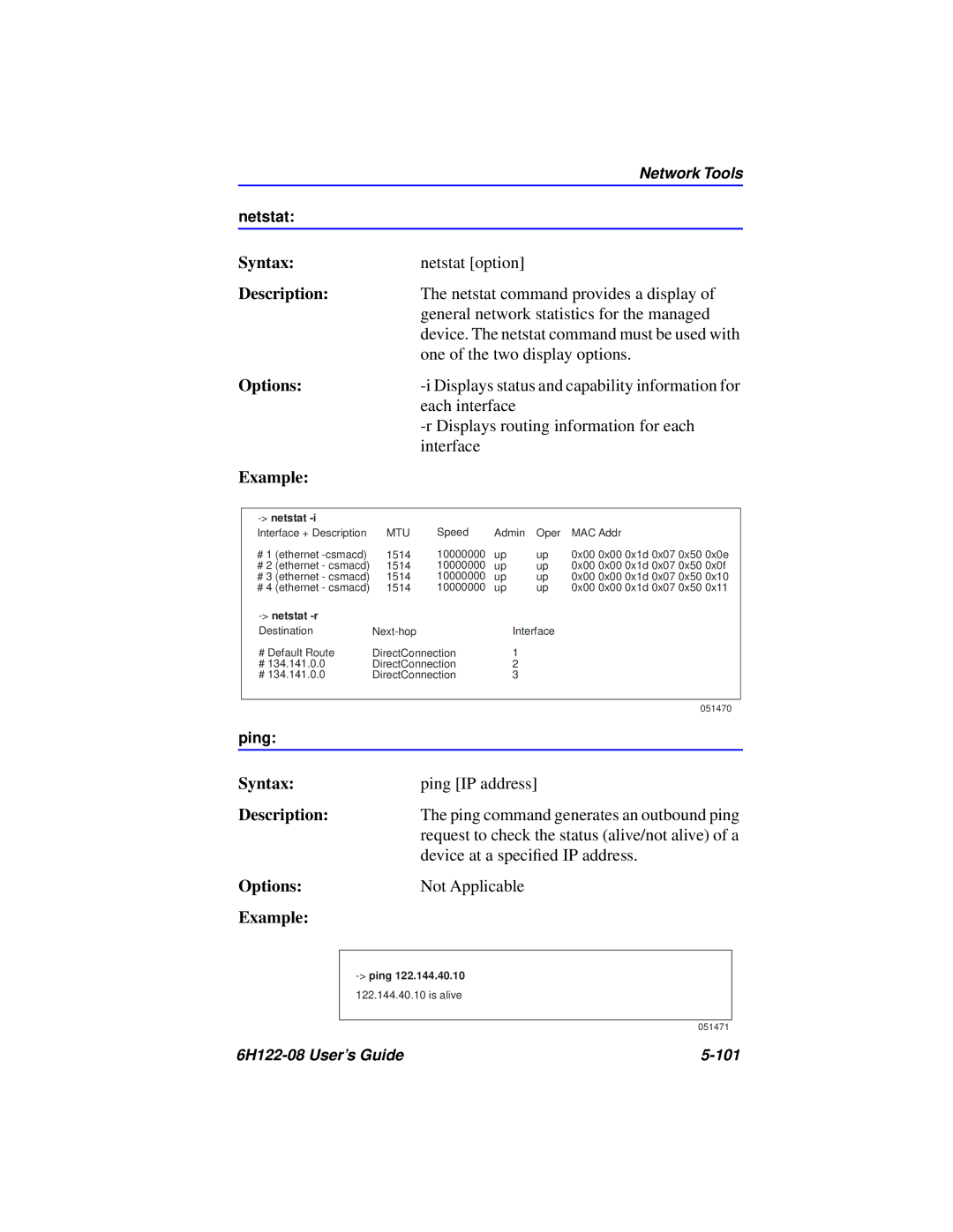 Cabletron Systems 6H122-08 manual Netstat option 