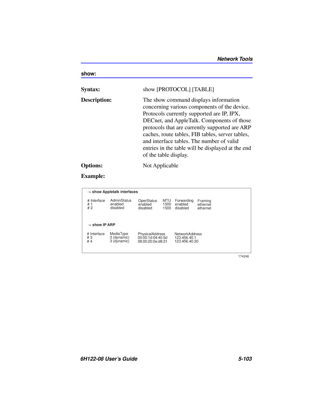 Cabletron Systems 6H122-08 manual Show Protocol Table 