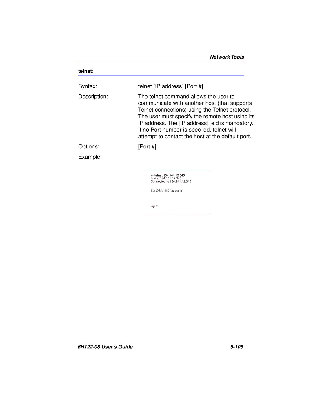 Cabletron Systems 6H122-08 manual Telnet IP address Port # 