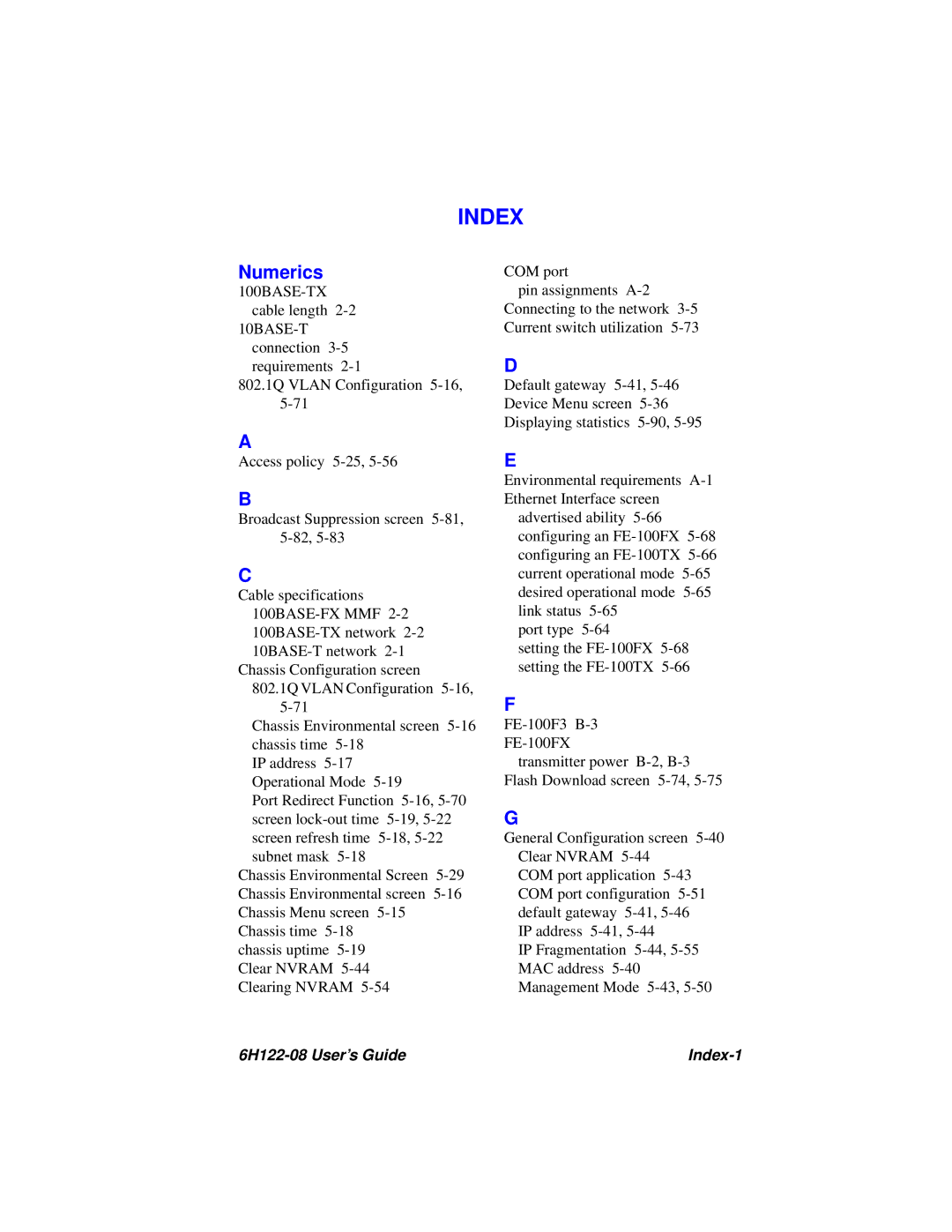 Cabletron Systems 6H122-08 manual Index, Numerics 