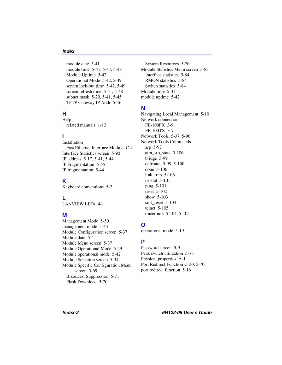 Cabletron Systems manual Index-2 6H122-08 User’s Guide 