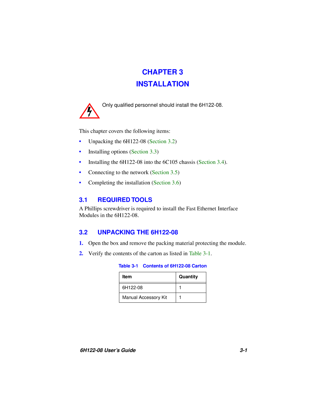 Cabletron Systems manual Required Tools, Unpacking the 6H122-08 