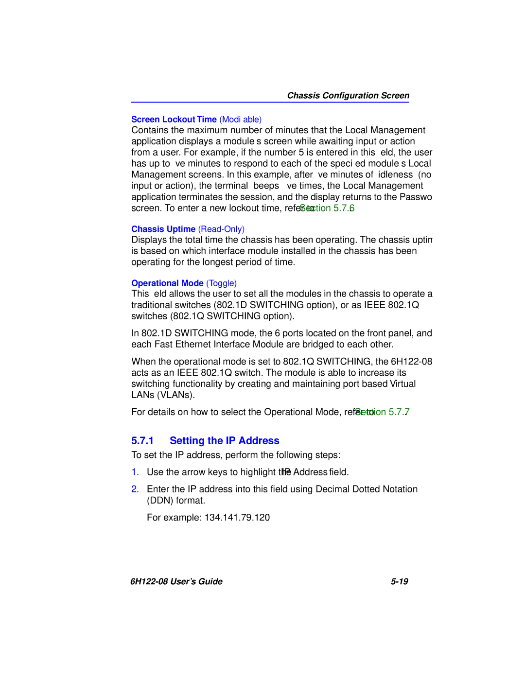 Cabletron Systems 6H122-08 manual Setting the IP Address 