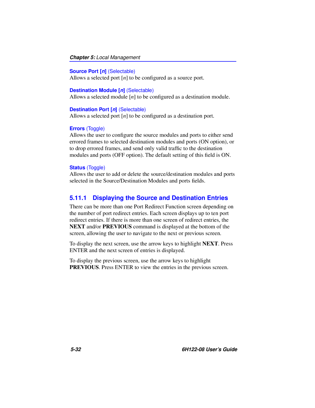 Cabletron Systems 6H122-08 manual Displaying the Source and Destination Entries 