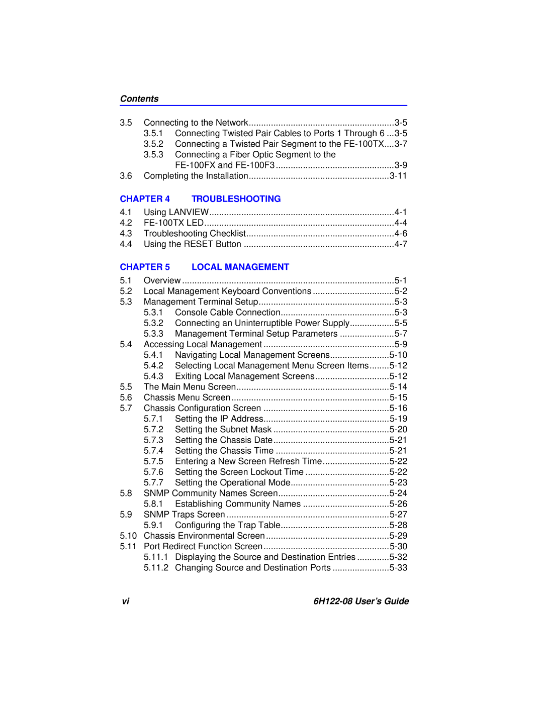 Cabletron Systems 6H122-08 manual Contents 