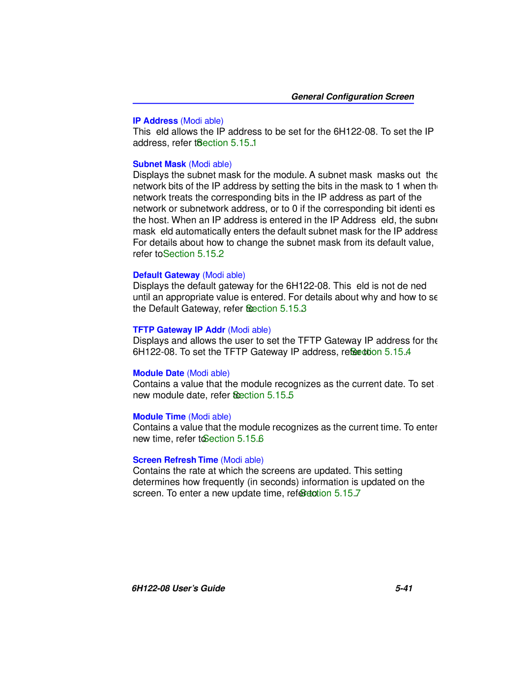 Cabletron Systems 6H122-08 manual General Conﬁguration Screen 