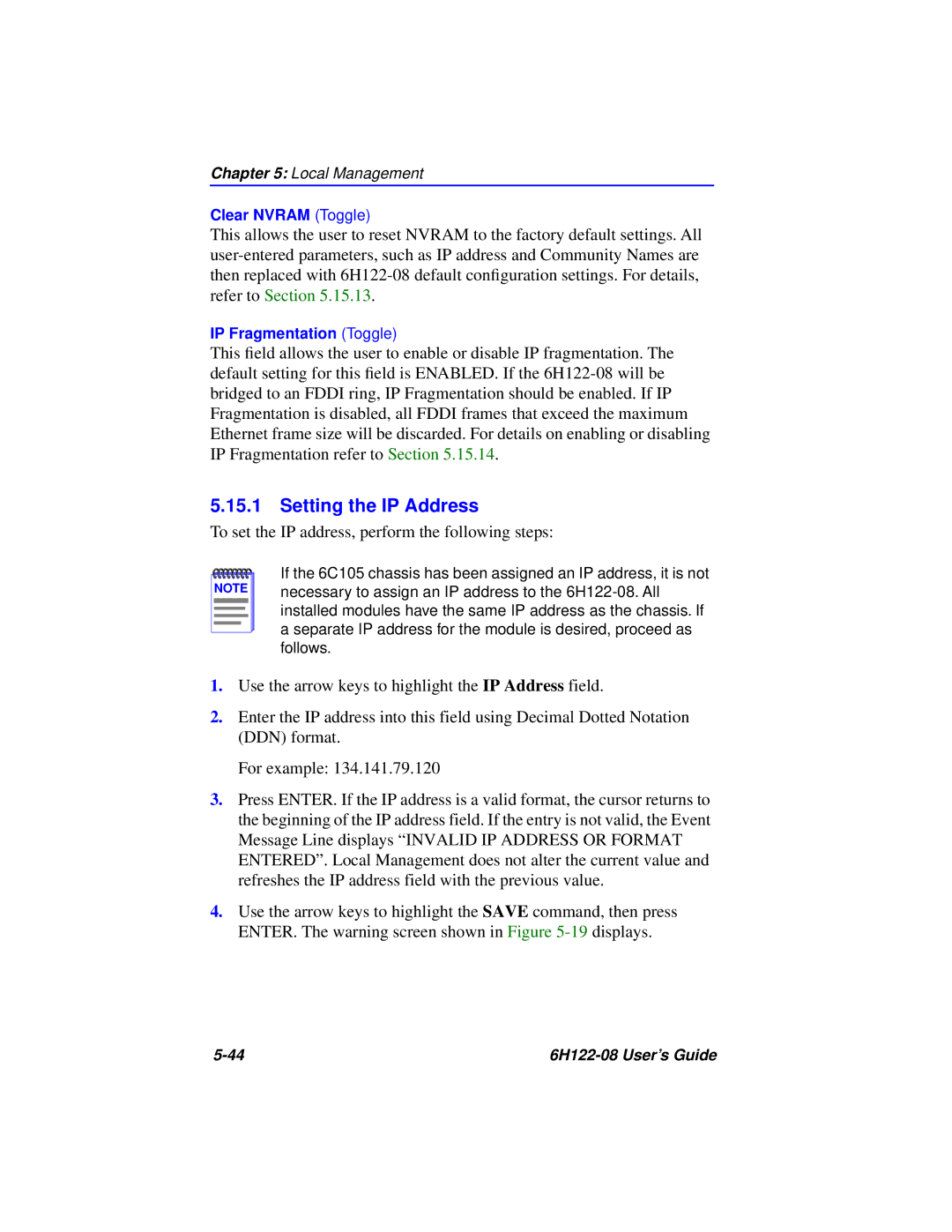 Cabletron Systems 6H122-08 manual To set the IP address, perform the following steps 