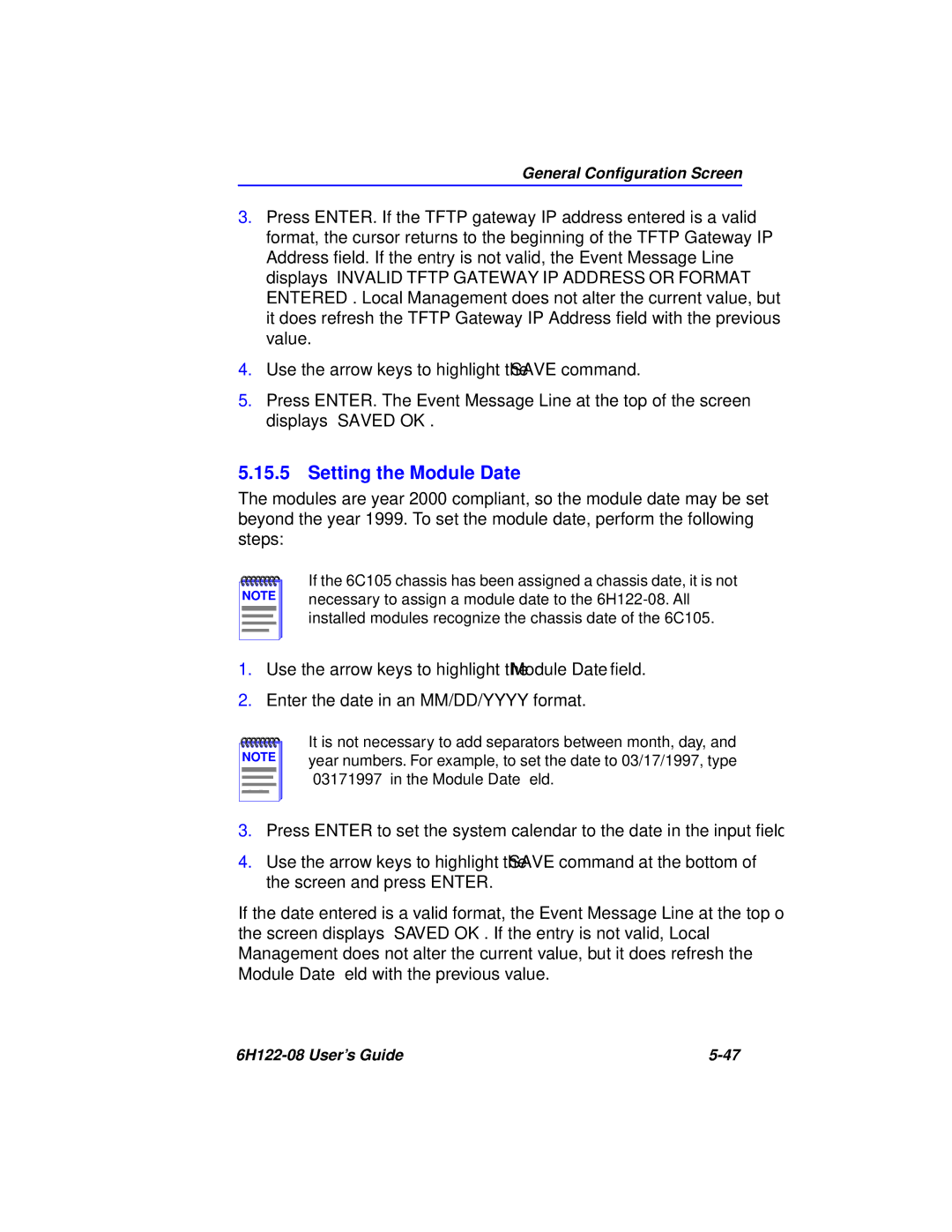 Cabletron Systems 6H122-08 manual Setting the Module Date 