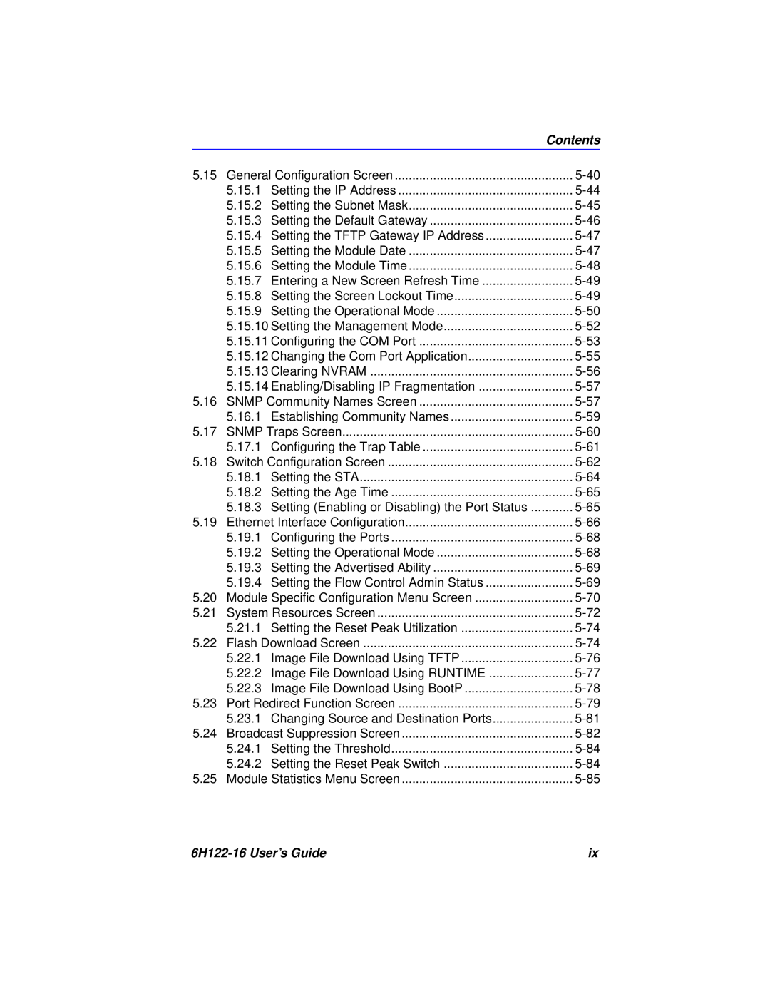 Cabletron Systems manual Contents, 6H122-16 User’s Guide 