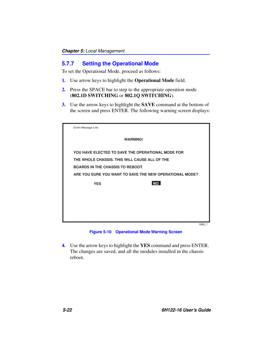 Cabletron Systems 6H122-16 manual Setting the Operational Mode 