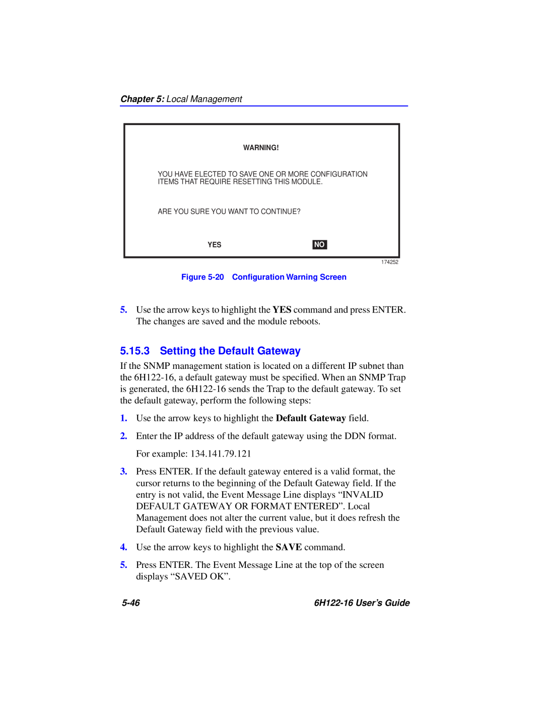 Cabletron Systems 6H122-16 manual Setting the Default Gateway 