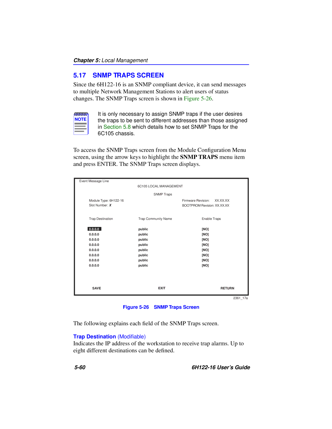 Cabletron Systems 6H122-16 manual Snmp Traps Screen 