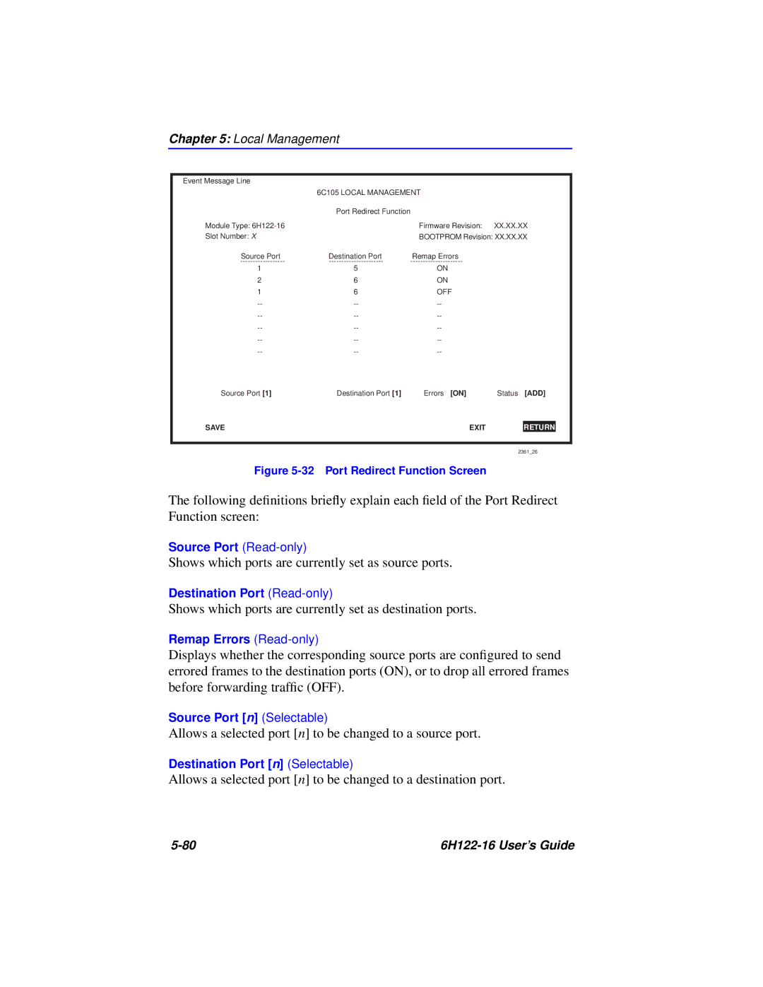 Cabletron Systems 6H122-16 manual Shows which ports are currently set as source ports 