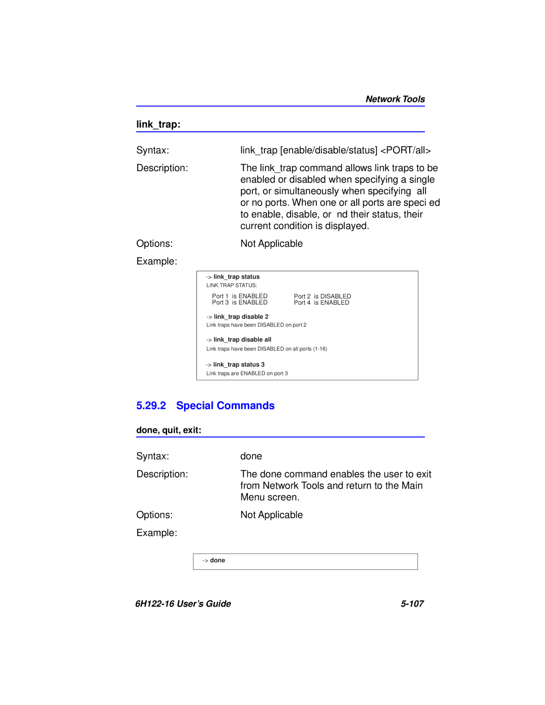 Cabletron Systems manual Special Commands, 6H122-16 User’s Guide 107 