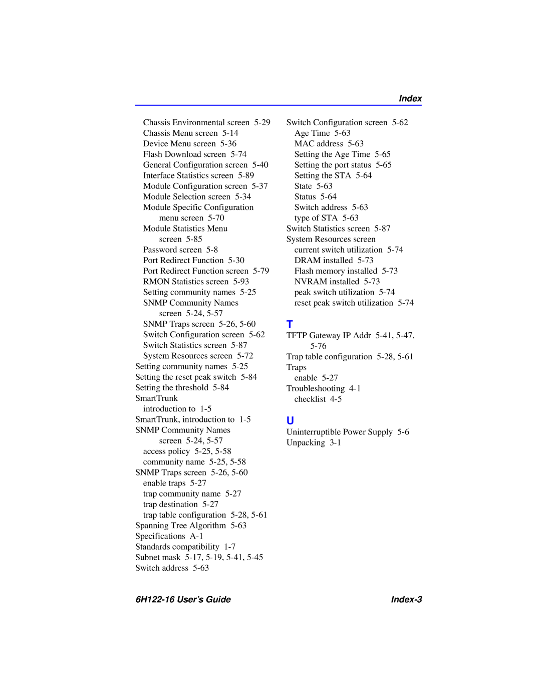 Cabletron Systems manual 6H122-16 User’s Guide Index-3 