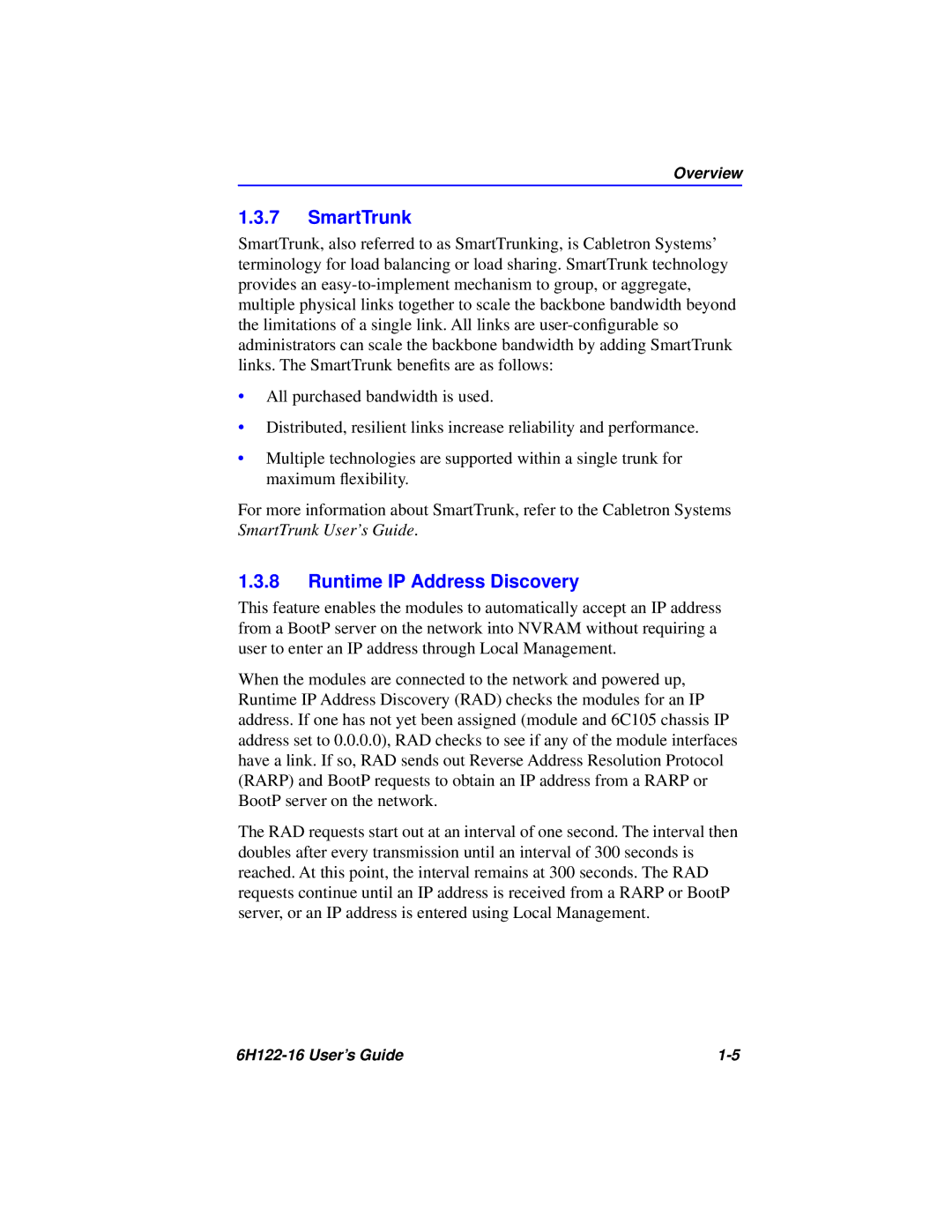 Cabletron Systems 6H122-16 manual SmartTrunk, Runtime IP Address Discovery 