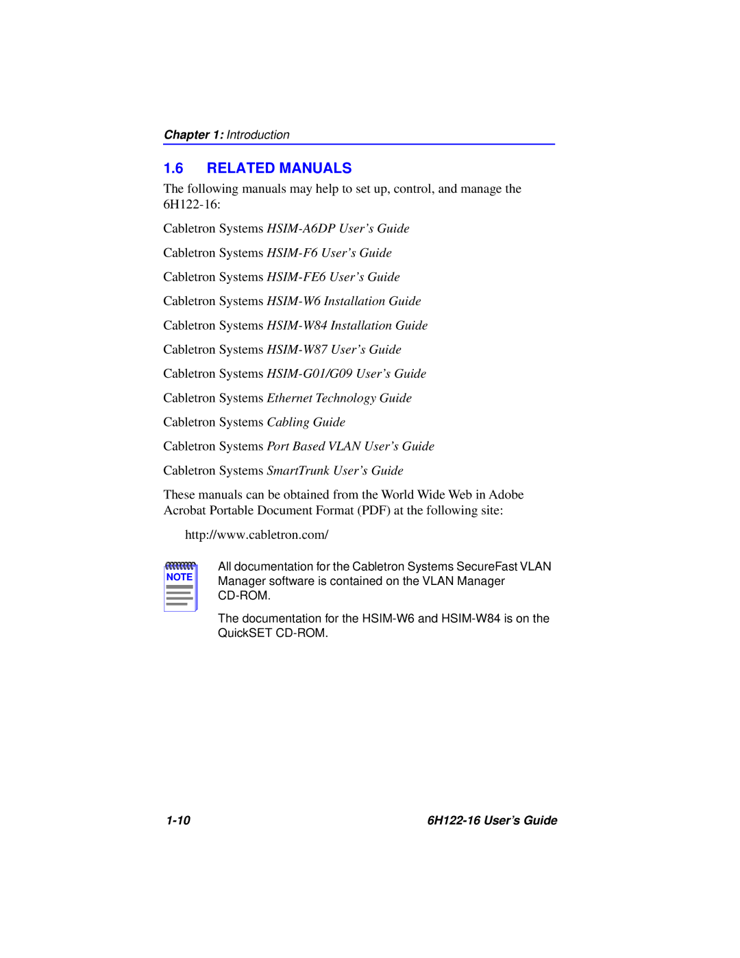 Cabletron Systems 6H122-16 manual Related Manuals, Cabletron Systems Cabling Guide 