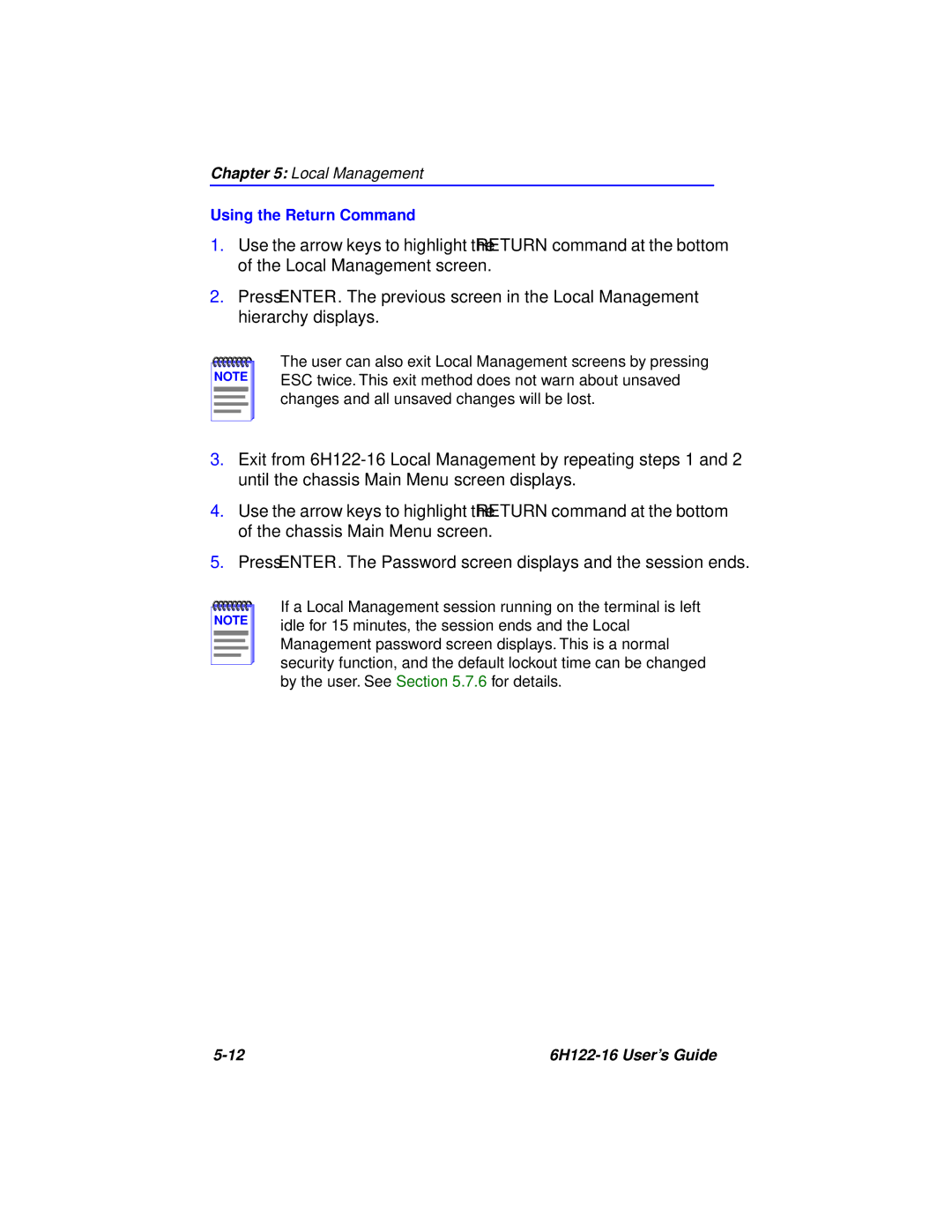 Cabletron Systems 6H122-16 manual Using the Return Command 