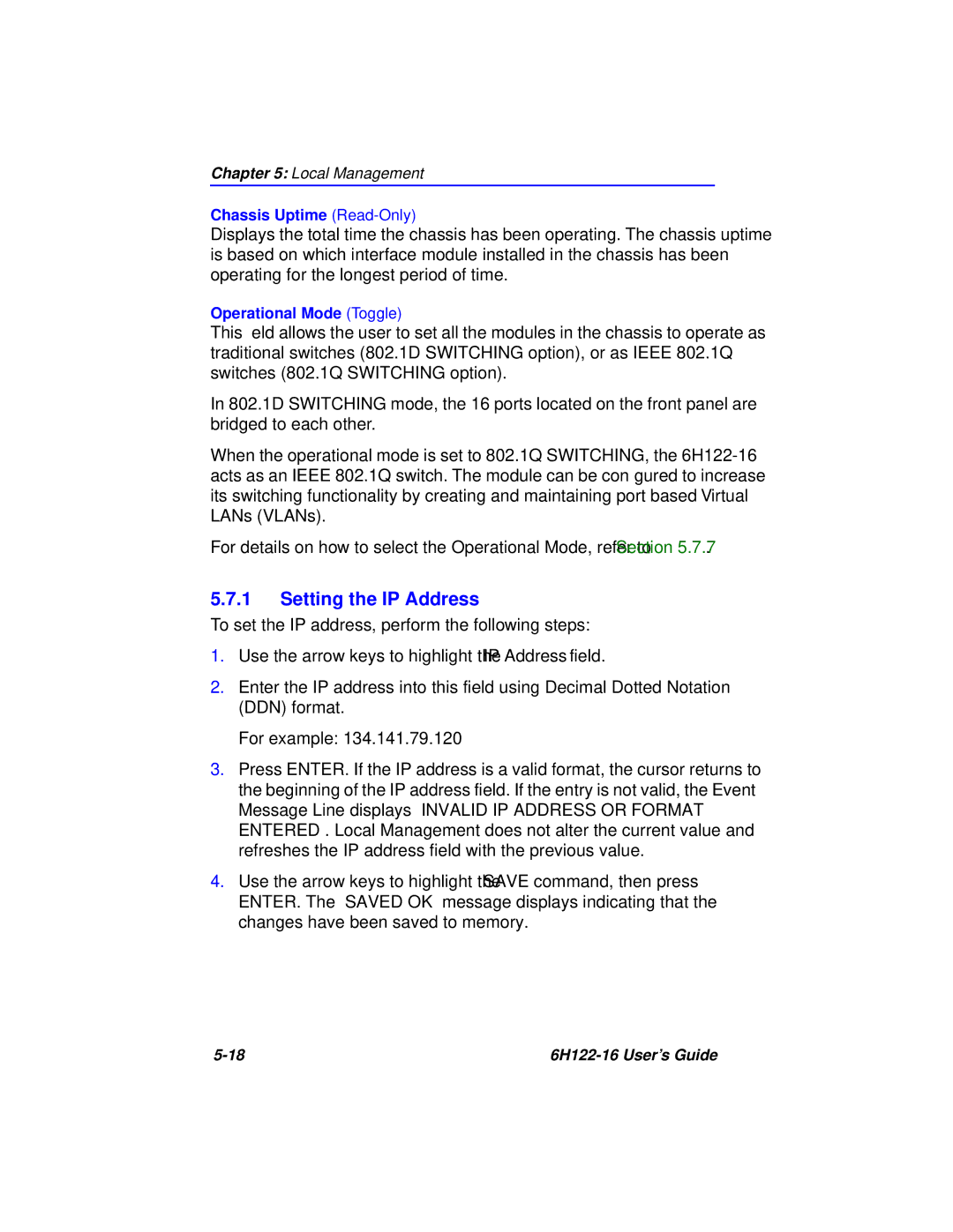 Cabletron Systems 6H122-16 manual Setting the IP Address 