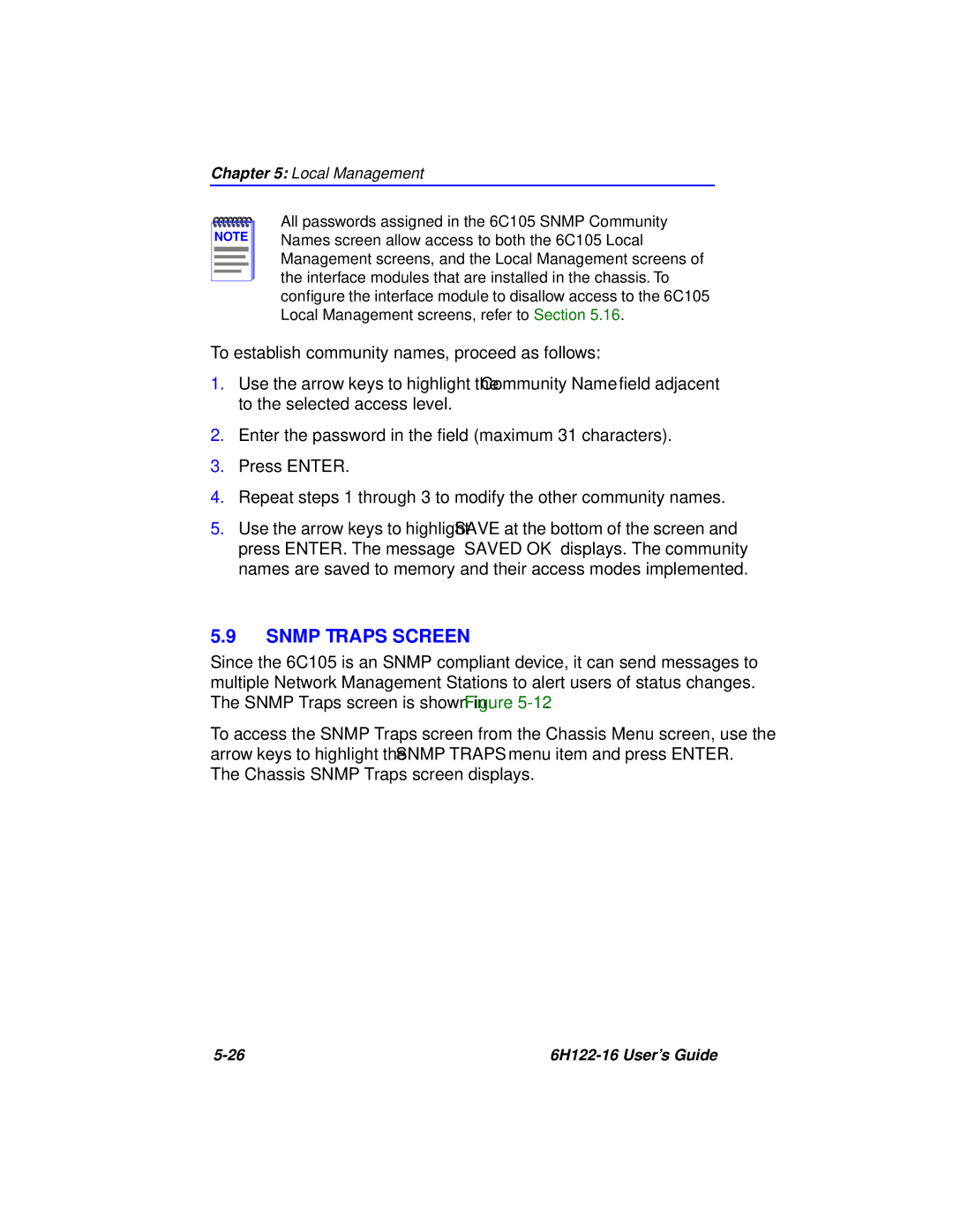 Cabletron Systems 6H122-16 manual Snmp Traps Screen 