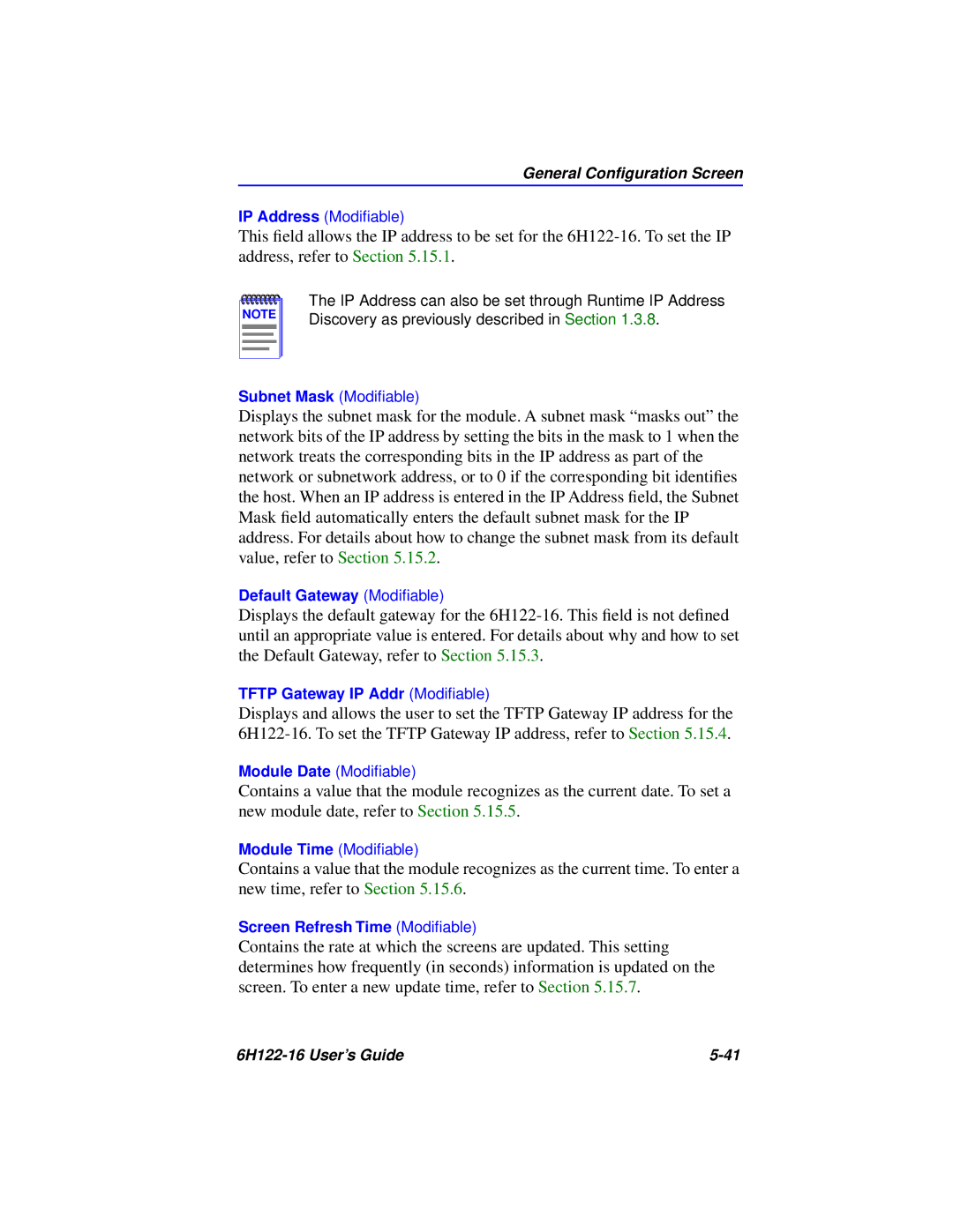 Cabletron Systems 6H122-16 manual General Conﬁguration Screen 