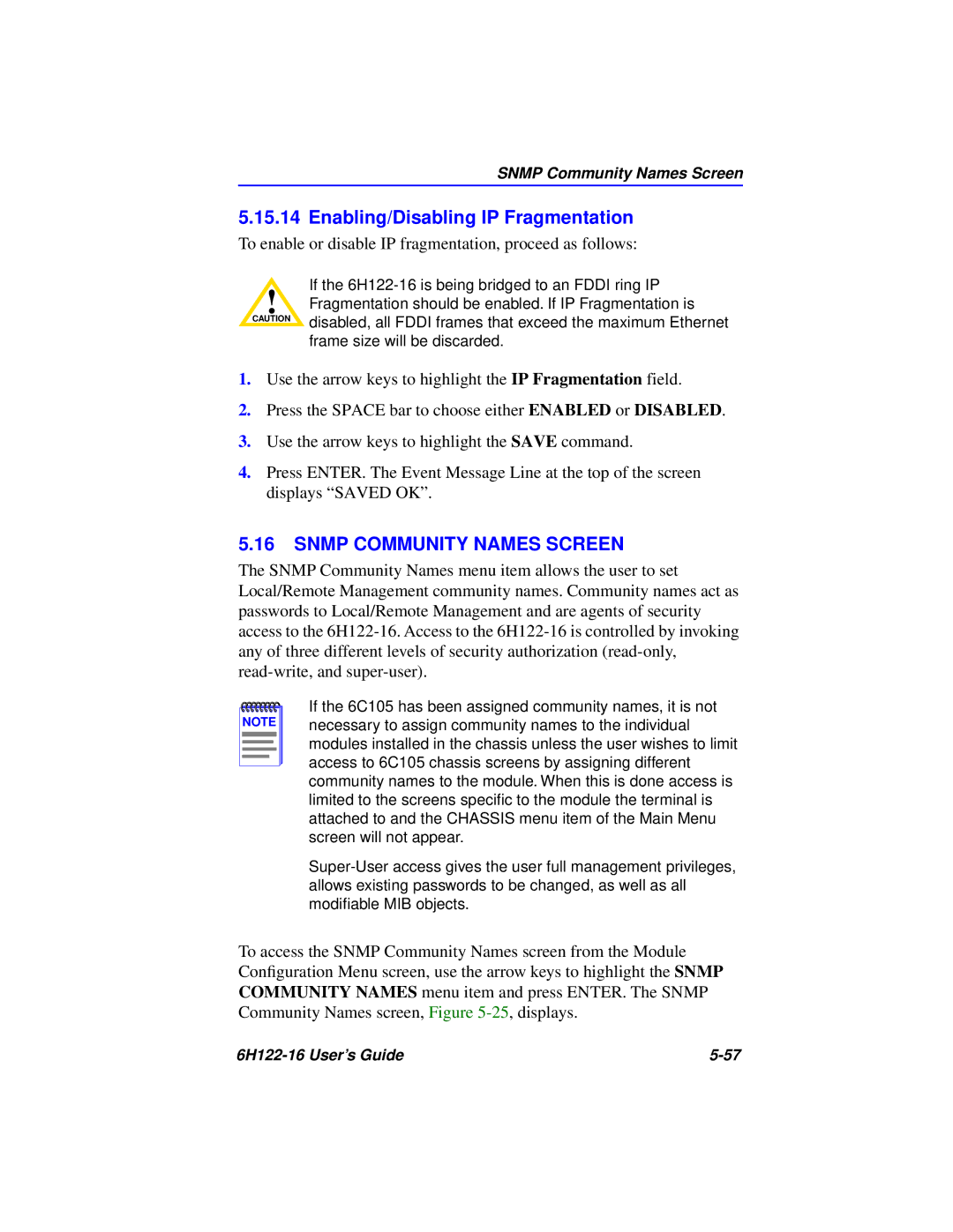 Cabletron Systems 6H122-16 Enabling/Disabling IP Fragmentation, To enable or disable IP fragmentation, proceed as follows 