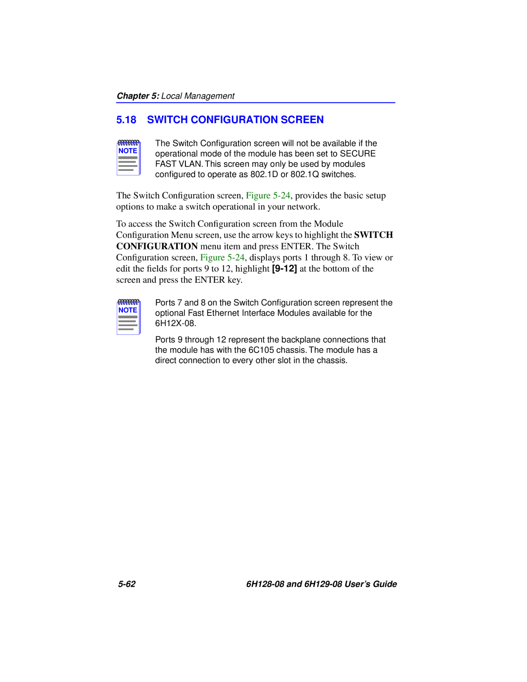 Cabletron Systems 6H129-08, 6H128-08 manual Switch Configuration Screen 