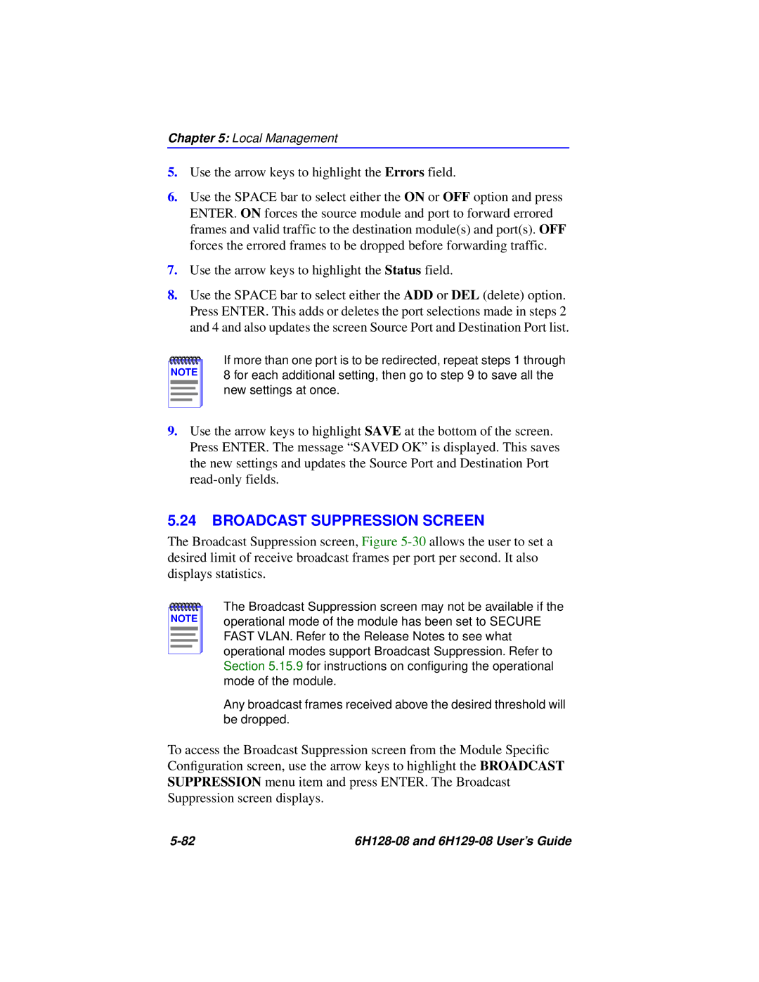 Cabletron Systems 6H129-08, 6H128-08 manual Broadcast Suppression Screen 