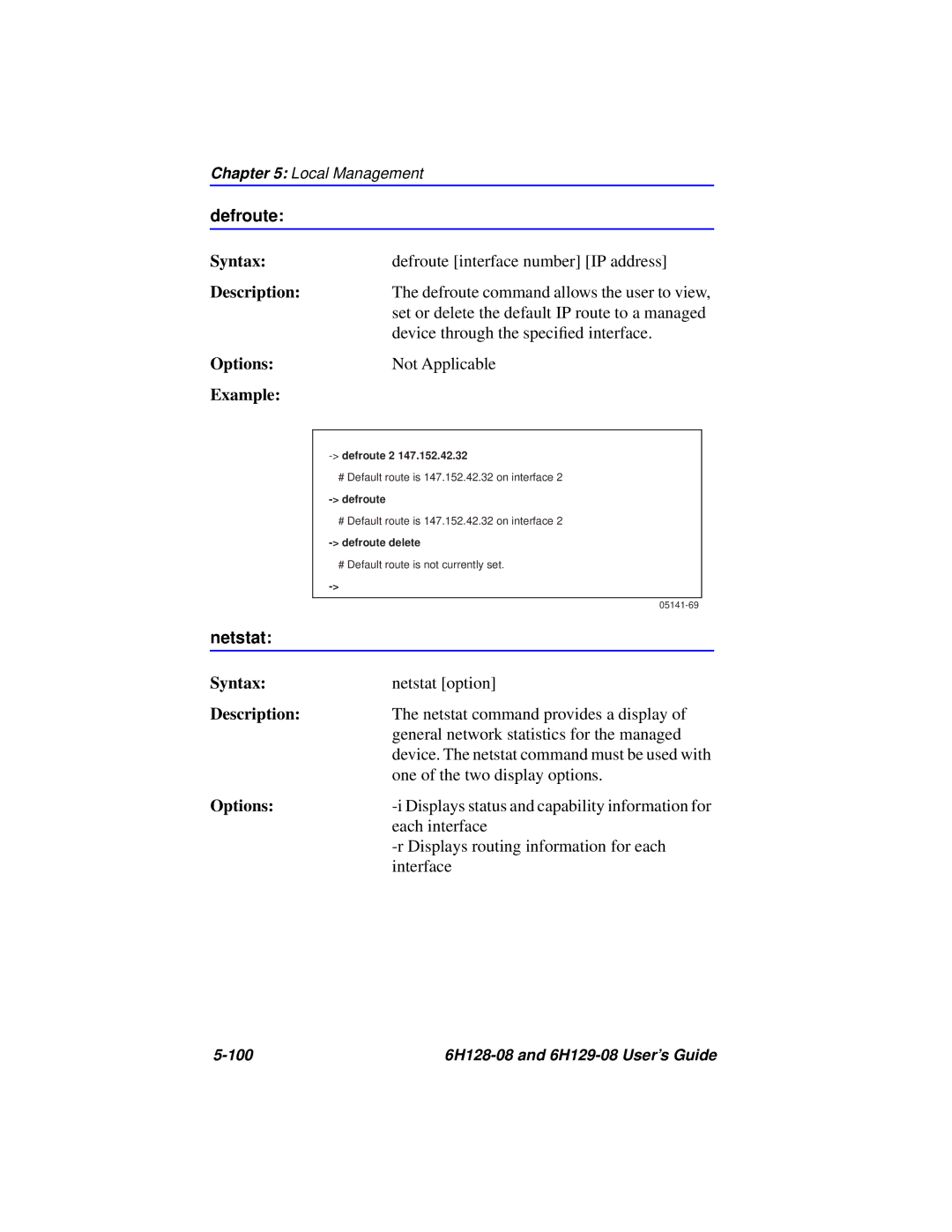 Cabletron Systems manual Defroute, 100 6H128-08 and 6H129-08 User’s Guide 