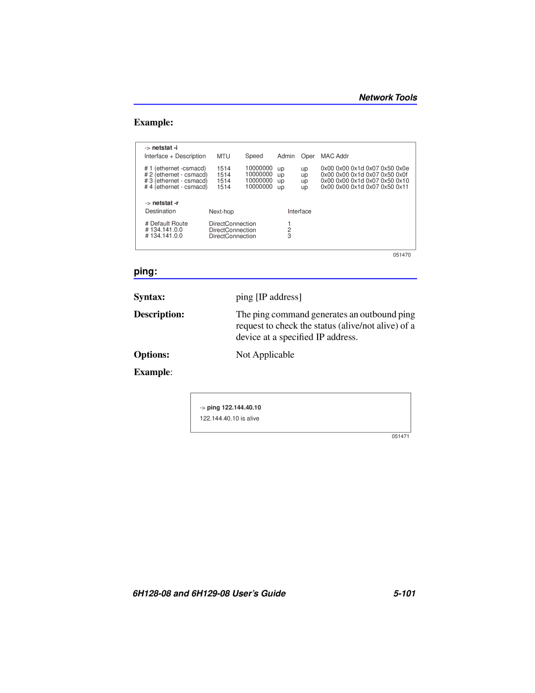 Cabletron Systems manual 6H128-08 and 6H129-08 User’s Guide 101, Netstat 