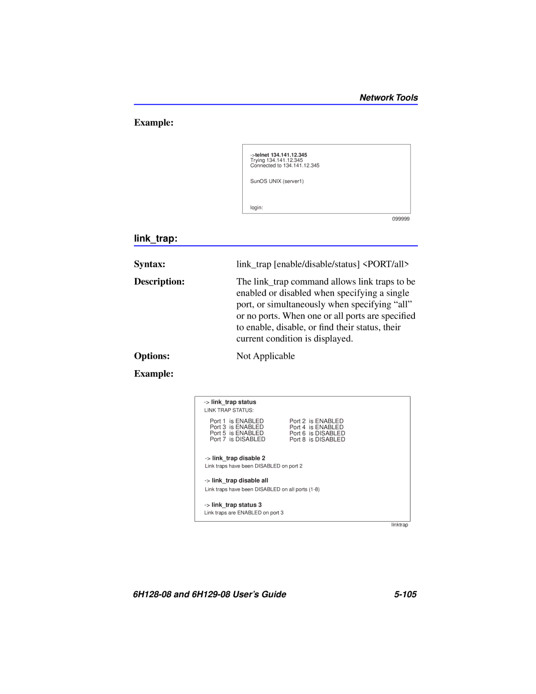 Cabletron Systems manual Linktrap, 6H128-08 and 6H129-08 User’s Guide 105 