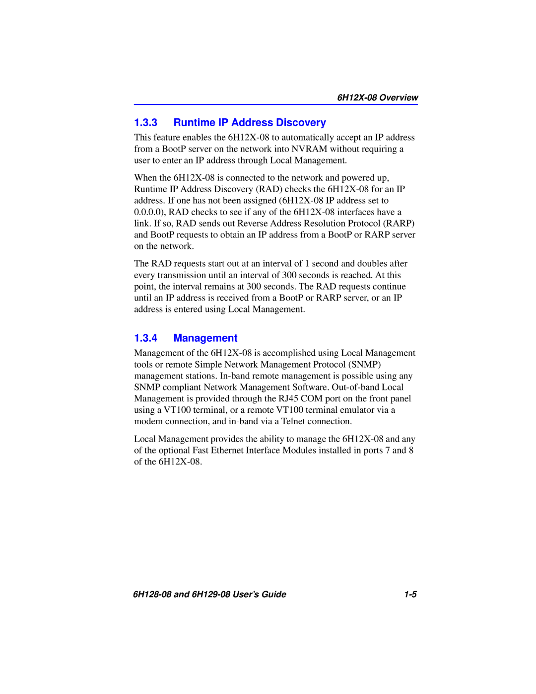 Cabletron Systems 6H128-08, 6H129-08 manual Runtime IP Address Discovery, Management 