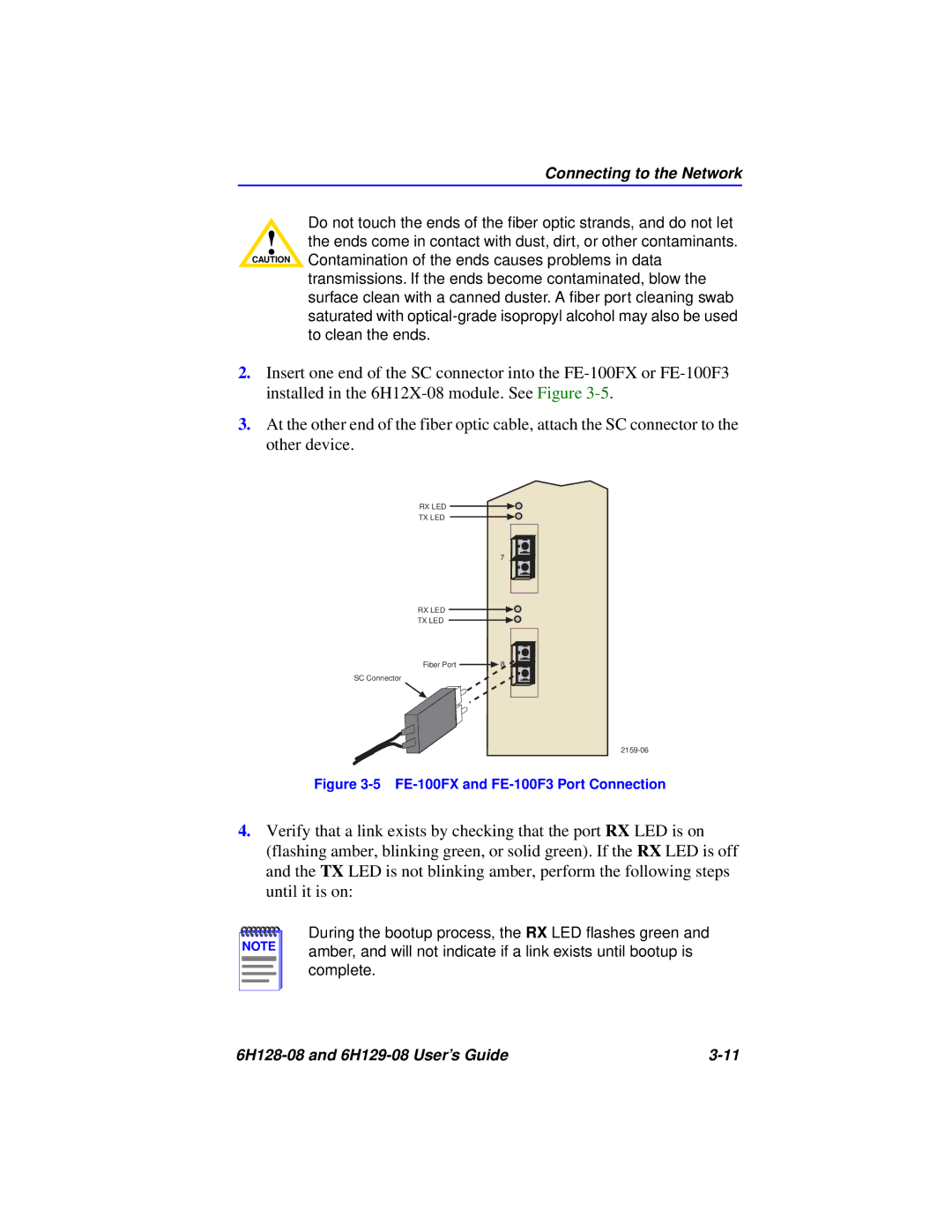 Cabletron Systems 6H128-08, 6H129-08 manual FE-100FX and FE-100F3 Port Connection 