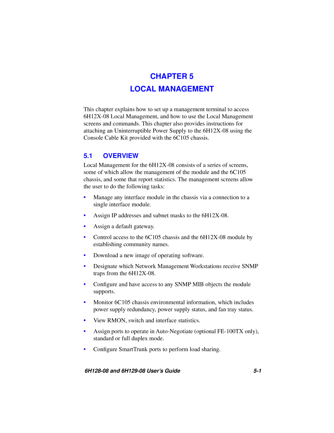 Cabletron Systems 6H128-08, 6H129-08 manual Chapter Local Management, Overview 