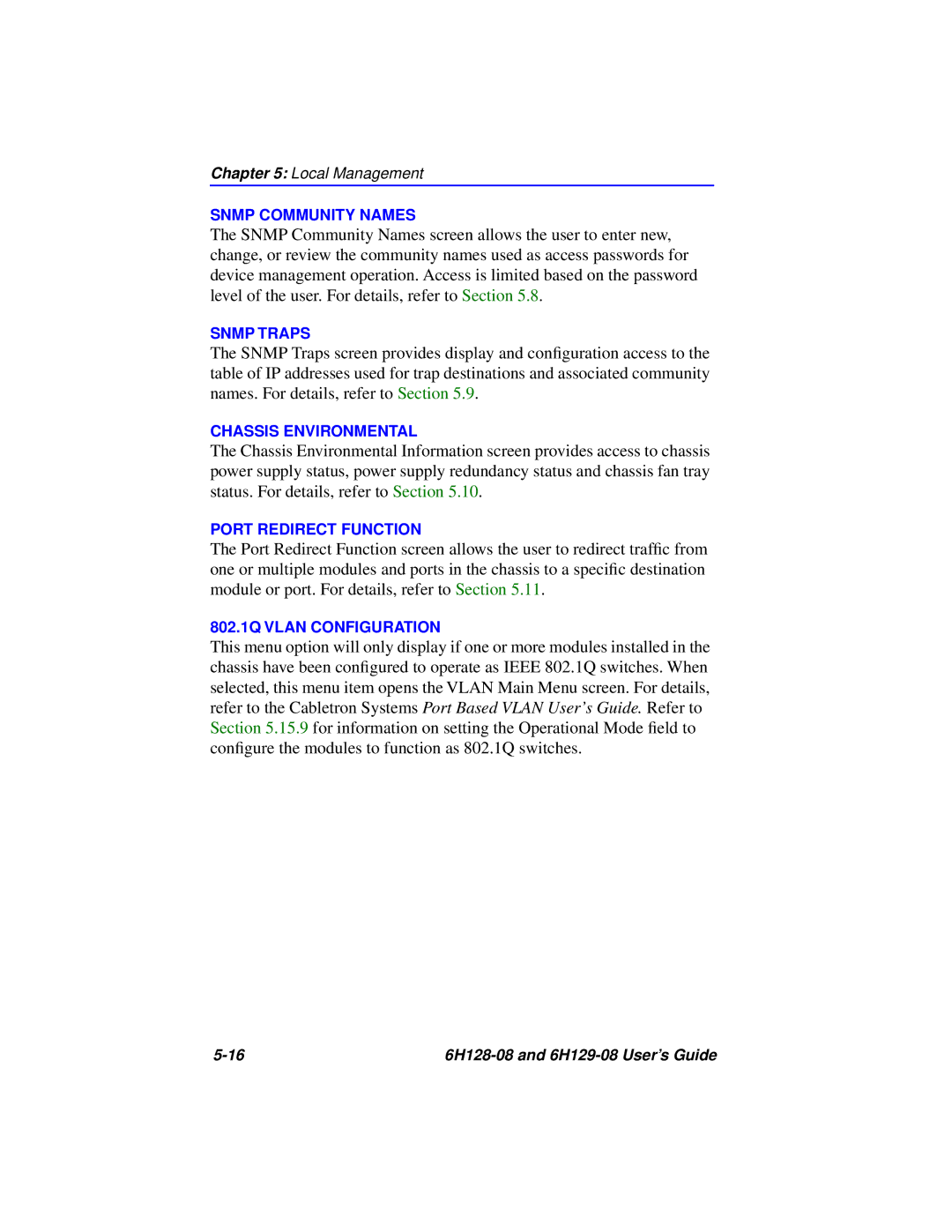 Cabletron Systems 6H129-08, 6H128-08 manual Snmp Community Names 