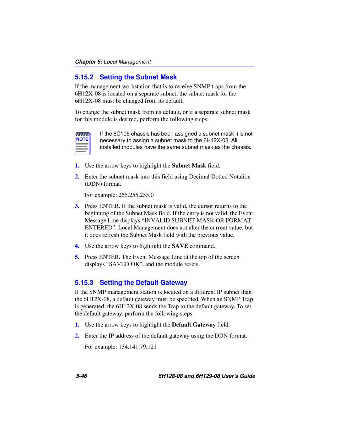 Cabletron Systems 6H129-08, 6H128-08 manual Setting the Subnet Mask, Setting the Default Gateway 